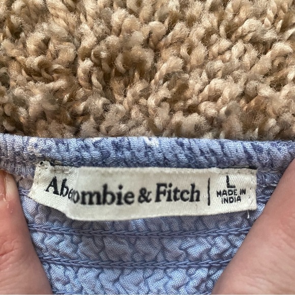 Abercrombie & Fitch Blue Floral Smocked Mini Summer Dress Sz Large - Picture 6 of 11